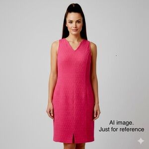 ST JOHN Shift Elegant Pink Sleeveless Dress Size 12